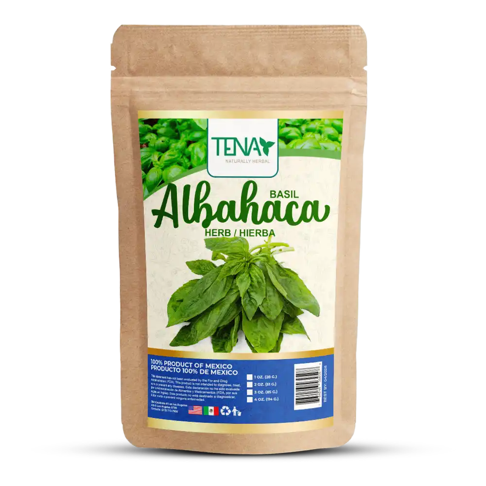 Albahaca seca 4 onzas - Albahaca Tena Naturally especia, hierba para infusión