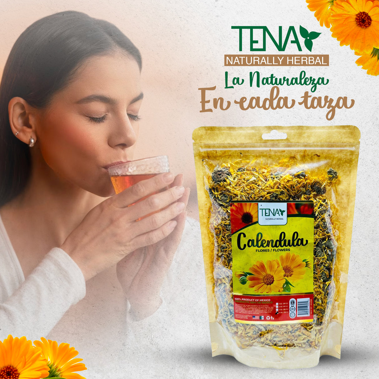 Planta Caléndula Natural 4 oz - Cuida y rejuvenece tu piel de manera natural.