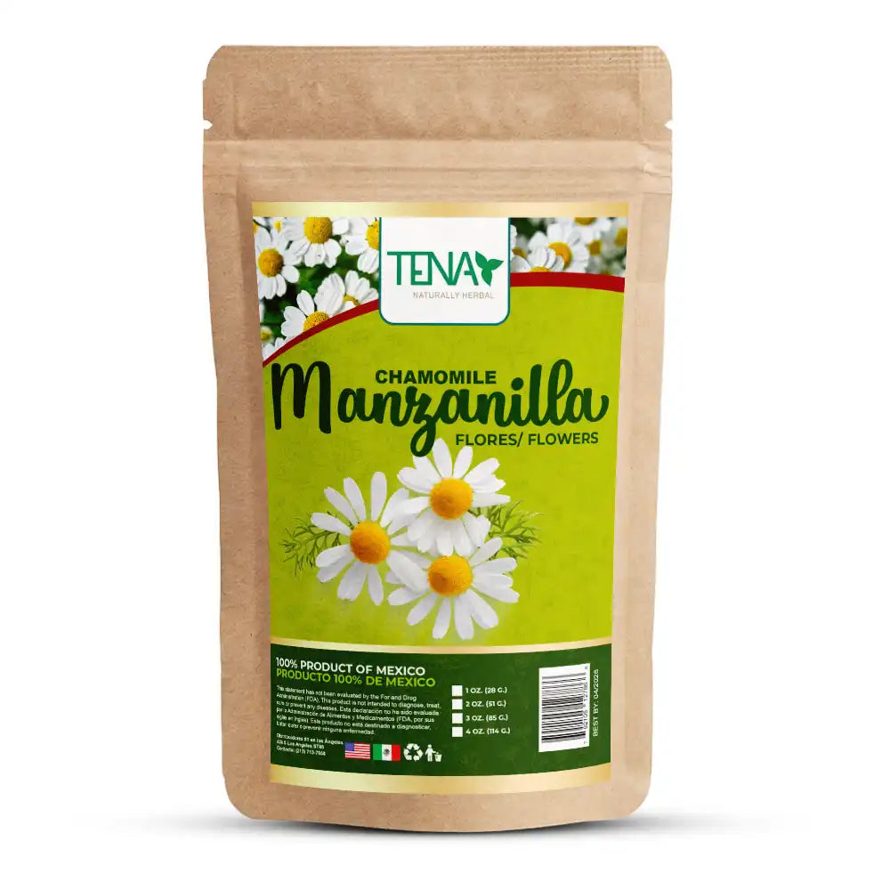 Manzanilla natural 100 % - Bolsa de 4 onzas con Manzanilla lista para infusiones y tés