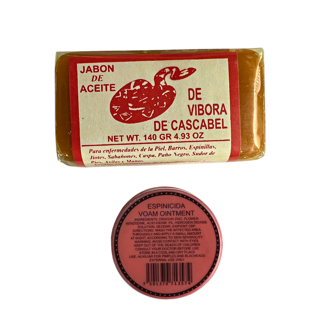 Jabón Víbora de Cascabel + Espinicida -  (Kit Anti-Acné) Limpieza profunda y duradera.